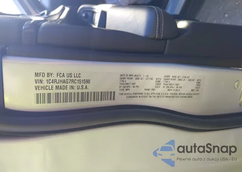 2024 Jeep Grand Cherokee Laredo/Altitude из США, поврежденный, VIN 1C4RJHAG7RC151590